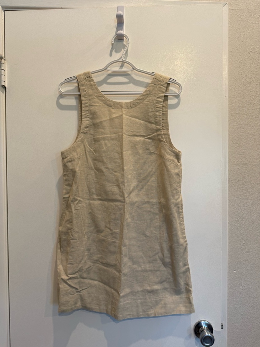 Free People Natural Beige Linen Mini Shift Dress